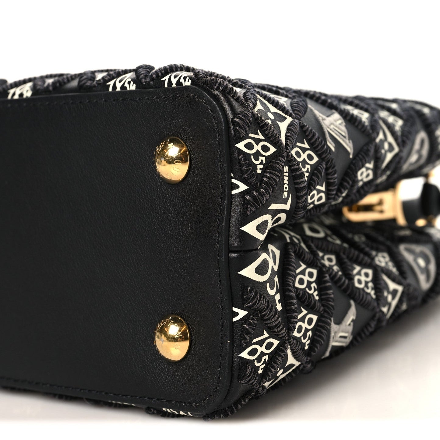 Calfskin Since 1854 Embroidered Capucines PM Black