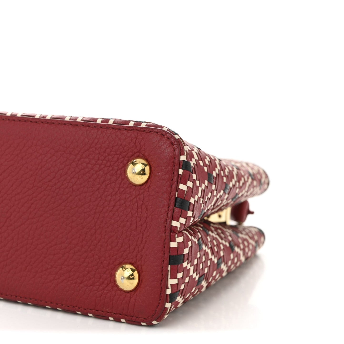 Calfskin Woven Capucines PM Black Red
