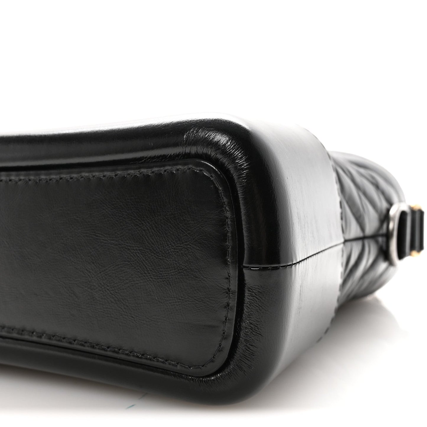Aged Calfskin Chevron Quilted Medium Gabrielle Hobo Black