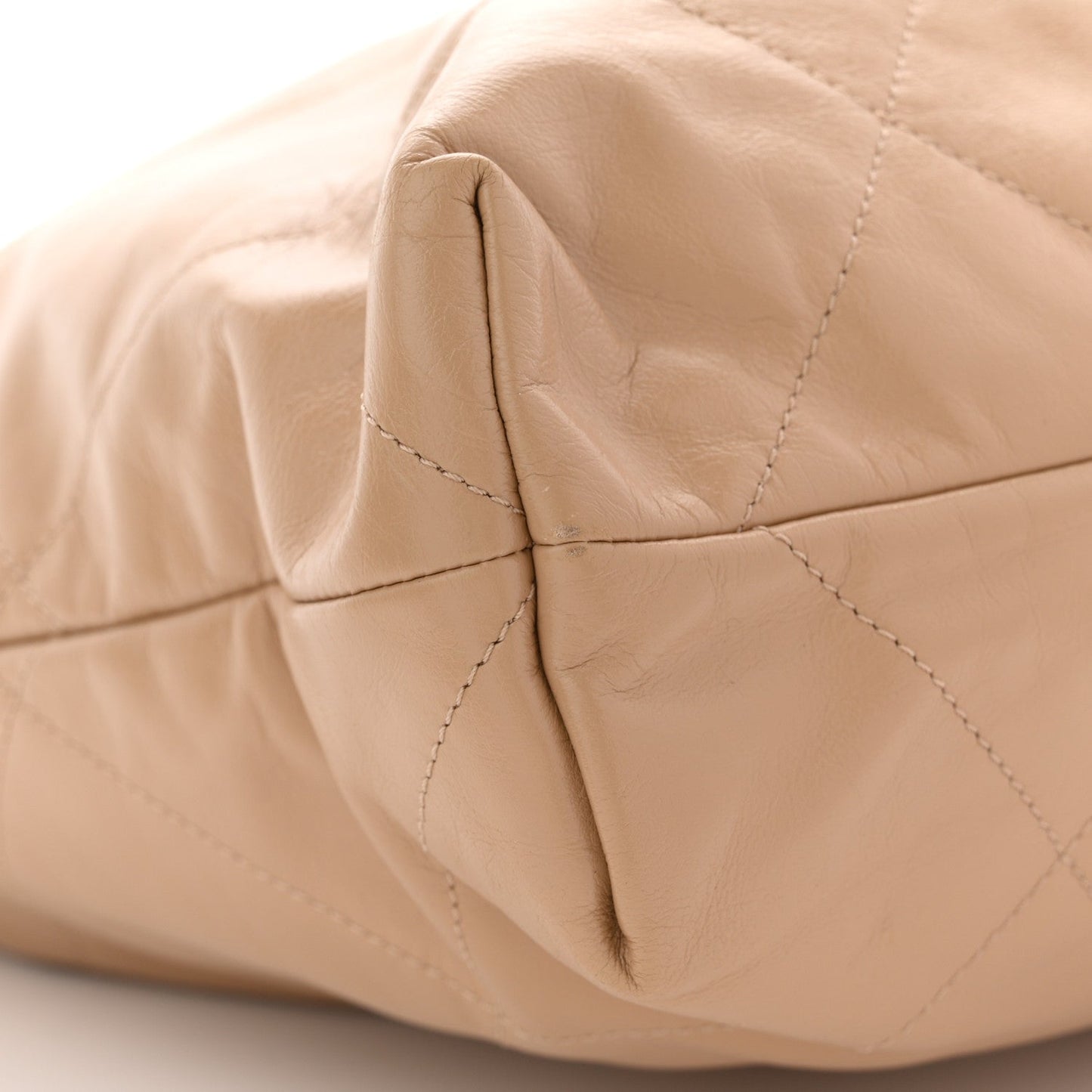Shiny Calfskin Quilted Chanel 22 Beige