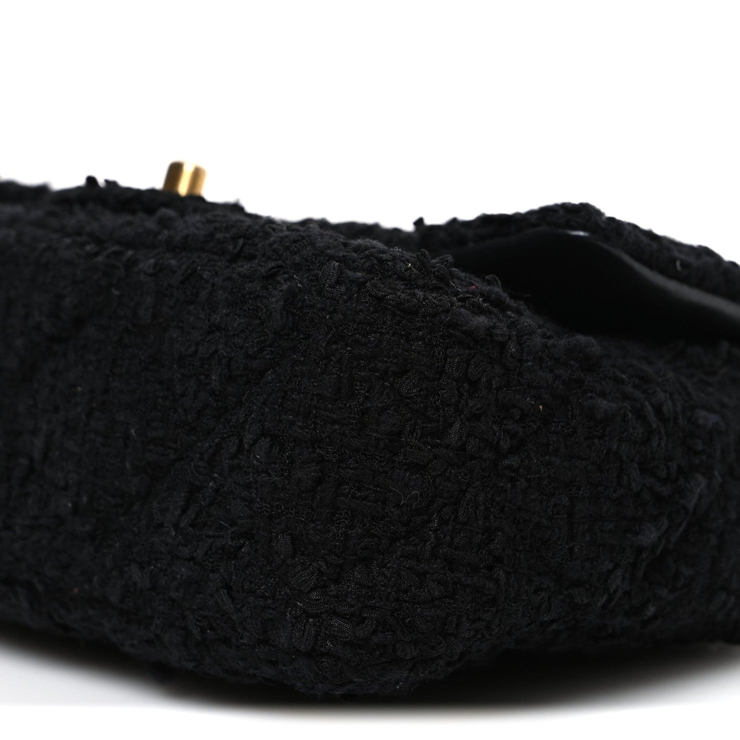 Tweed Quilted Mini Square Flap Black