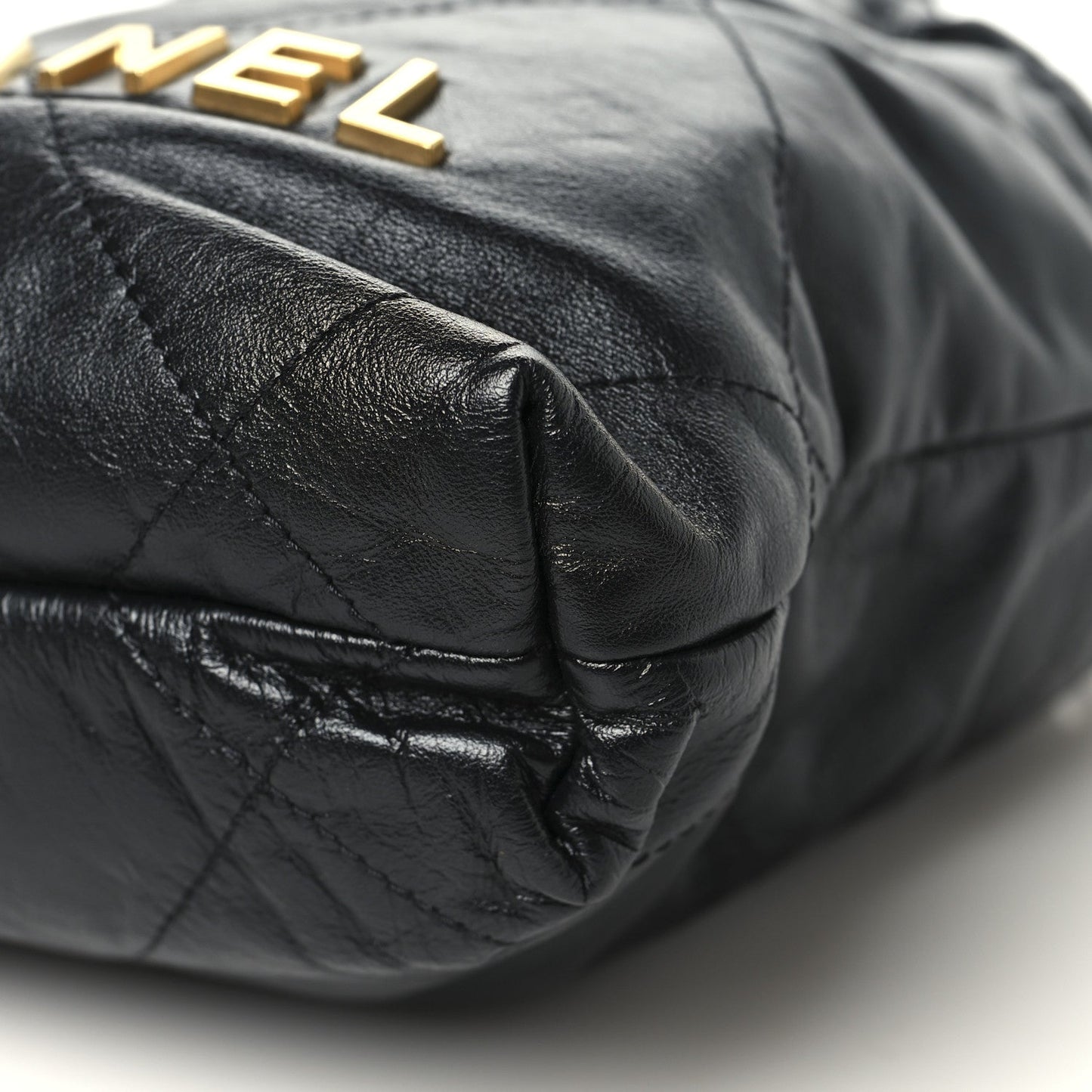 Shiny Calfskin Quilted Mini Chanel 22 Black