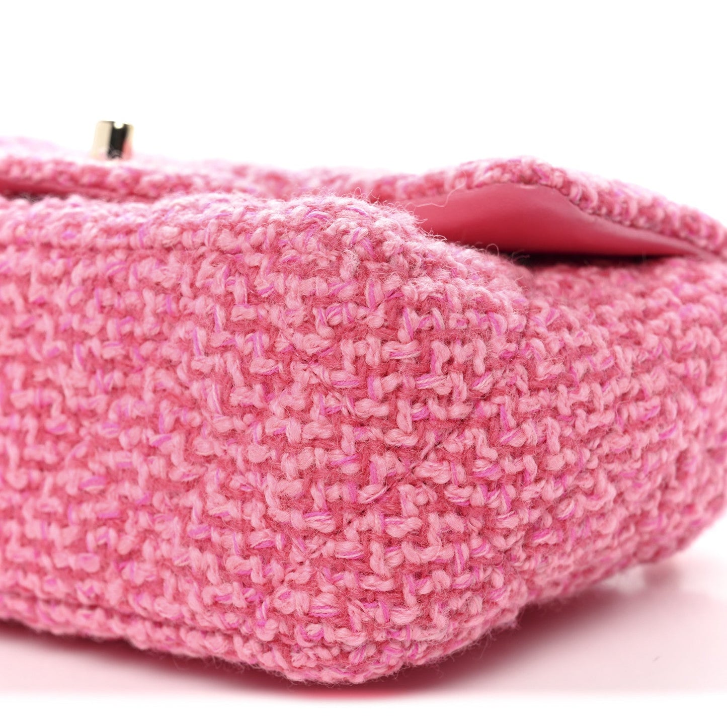 Wool Tweed Quilted Mini Rectangular Flap Dark Pink Fuchsia