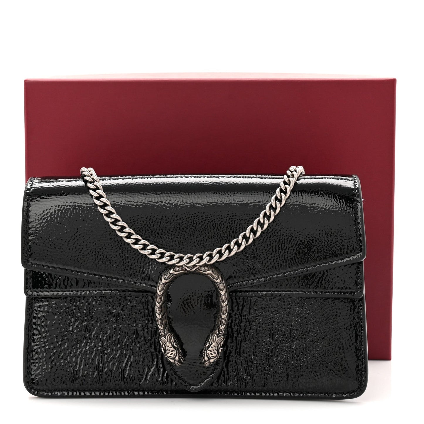 Crinkled Patent Super Mini Dionysus Shoulder Bag Black
