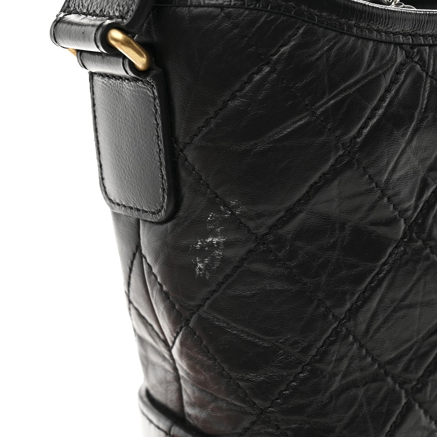 Aged Calfskin Quilted New Medium Gabrielle Hobo Black