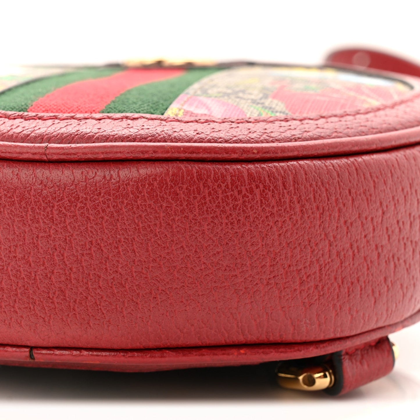 GG Supreme Monogram Web Flora Mini Ophidia Round Backpack Red