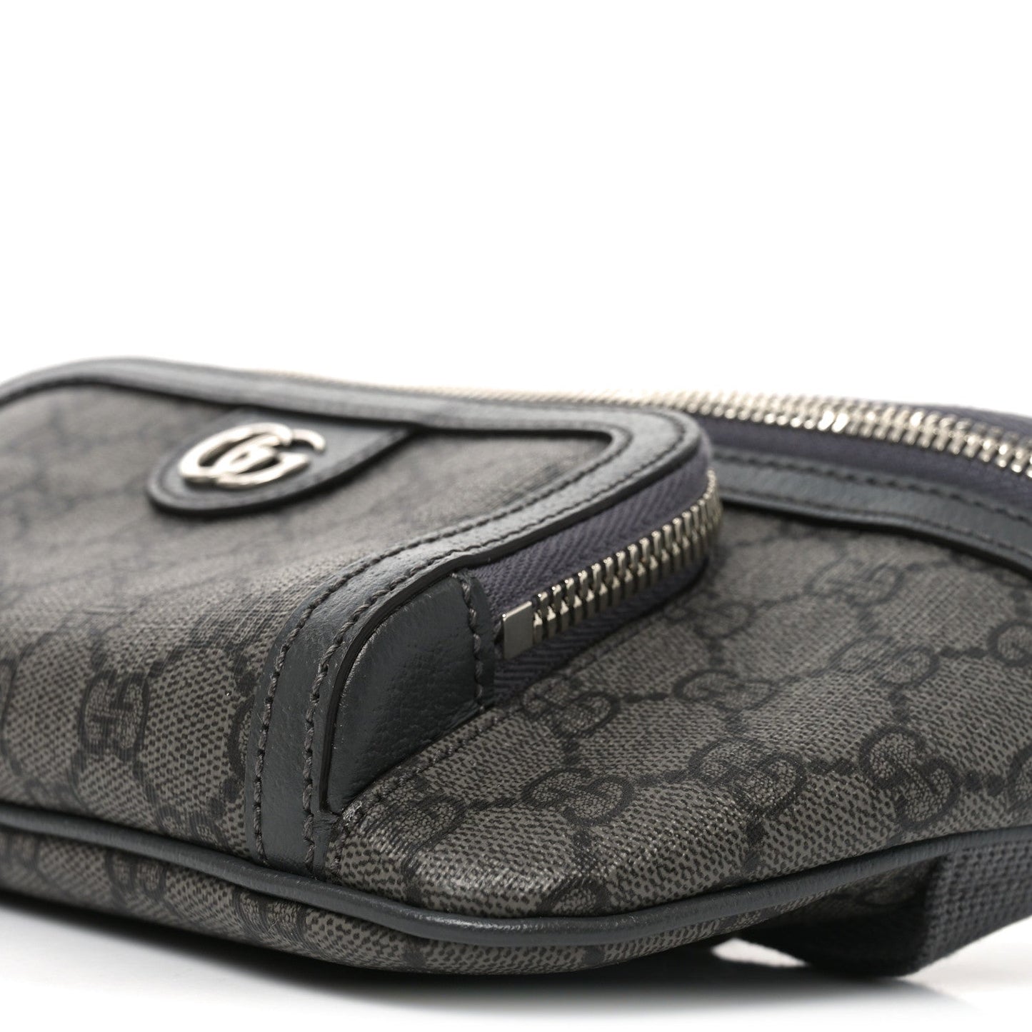 GG Supreme Monogram Textured Dollar Calfskin Ophidia Belt Bag Grey Black Graphite Grey