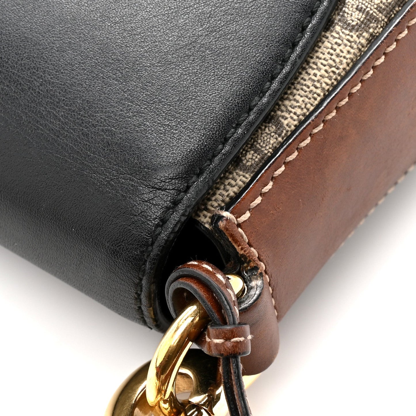 GG Supreme Monogram Web Medium Padlock Messenger Shoulder Bag Black