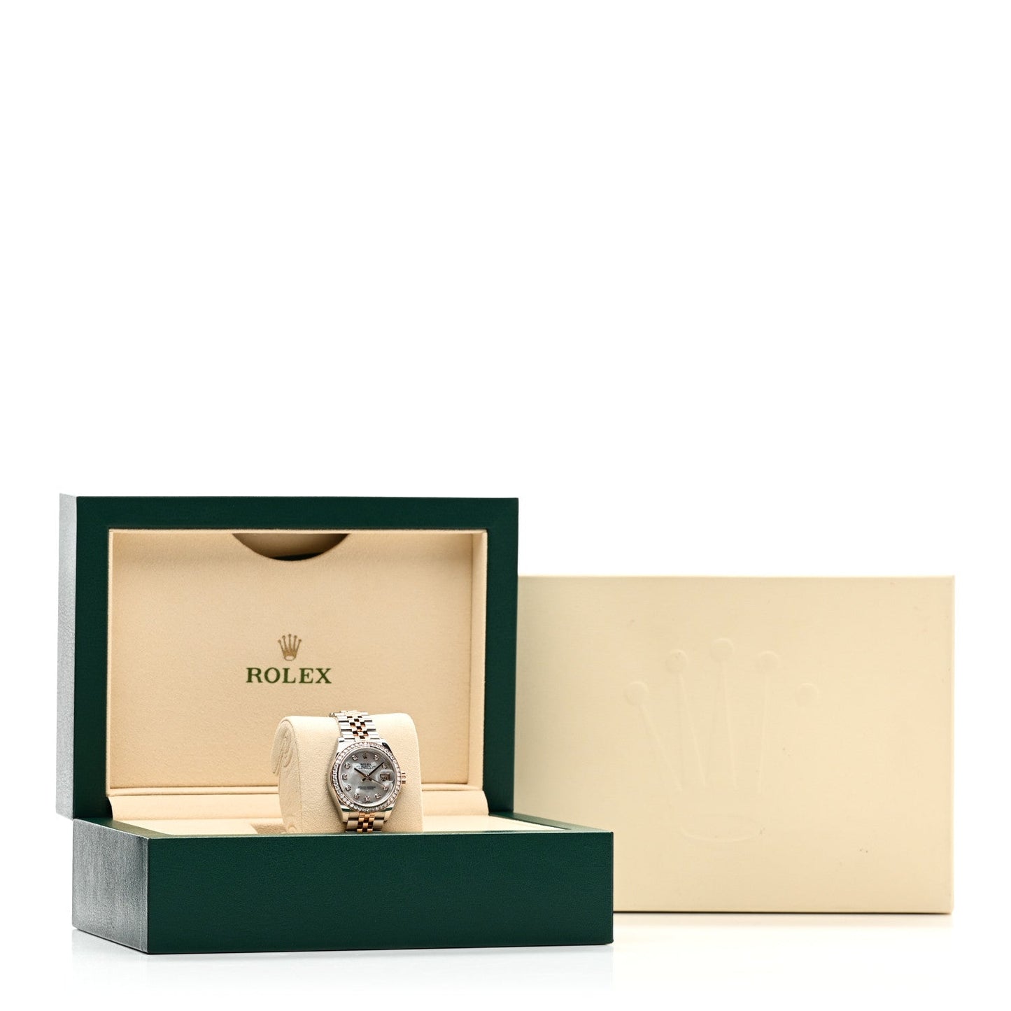 Stainless Steel 18K Everose Gold Diamond Bezel Mother of Pearl 28mm Oyster Perpetual Datejust Watch 279381RBR