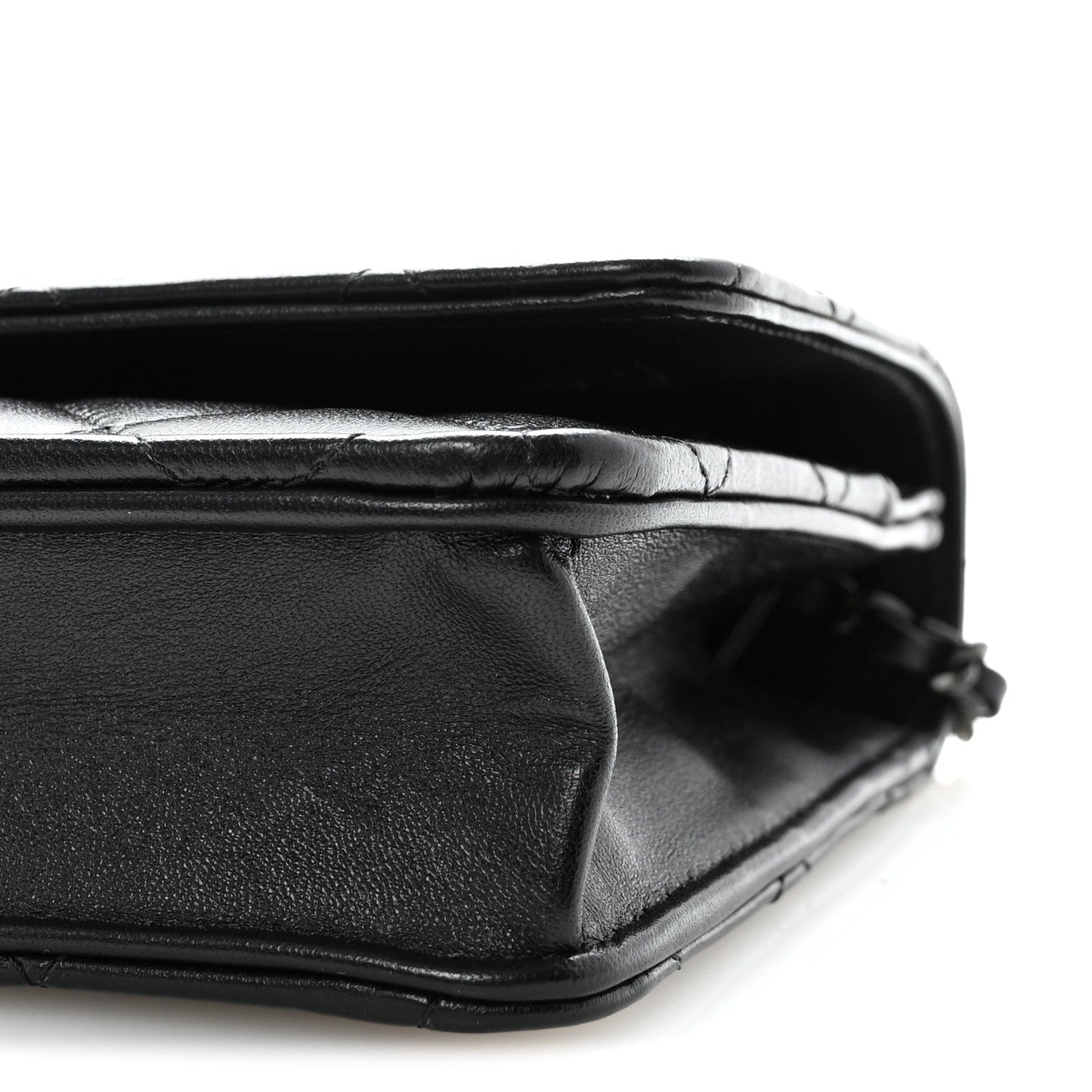 Lambskin Quilted Trendy CC Wallet On Chain WOC So Black