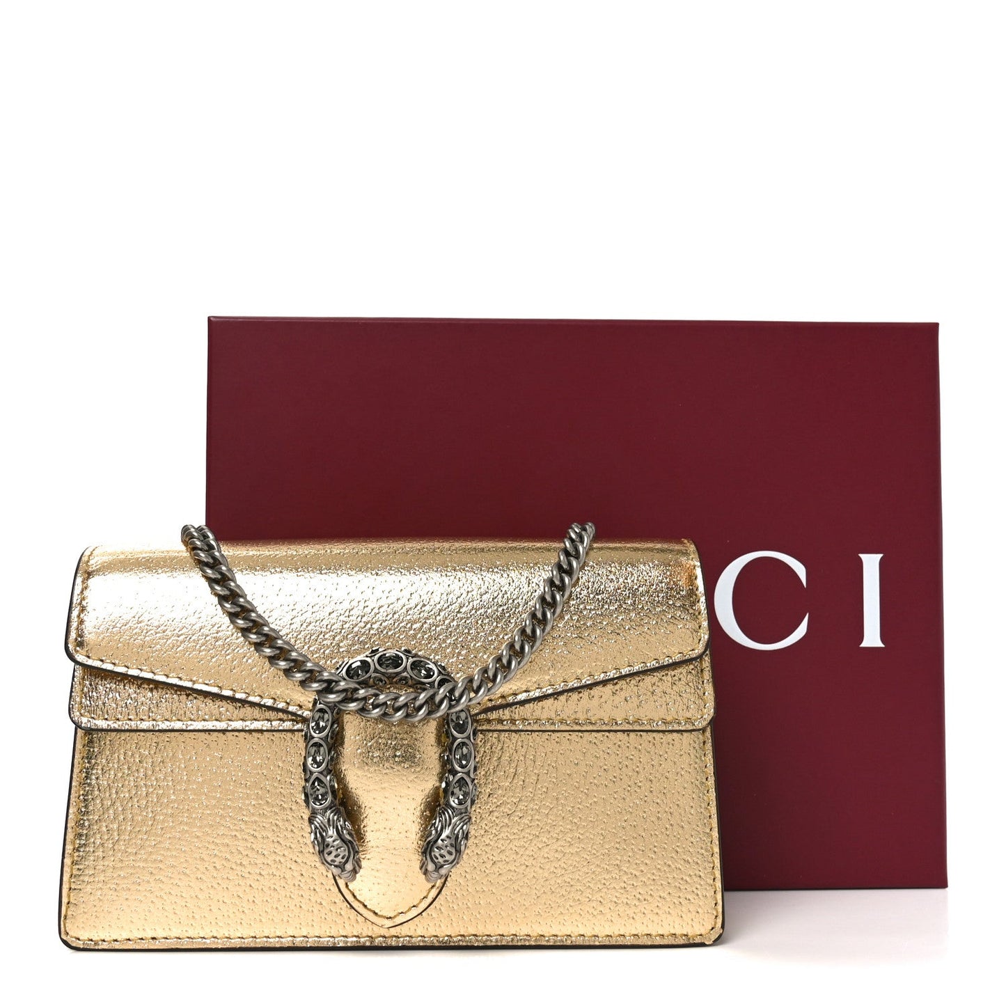 Metallic Calfskin Super Mini Dionysus Shoulder Bag Gold