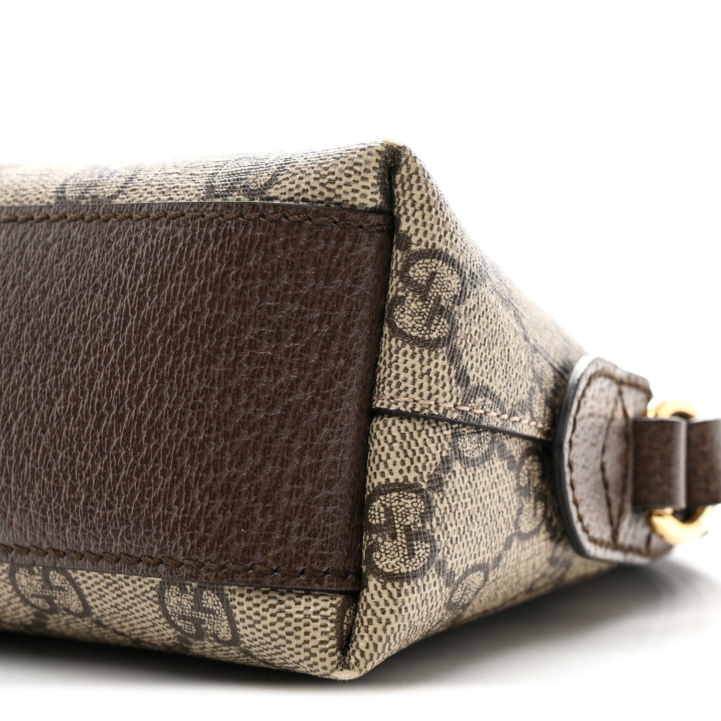 GG Supreme Monogram Textured Dollar Calfskin Web Small Ophidia Dome Shoulder Bag Beige Ebony New Acero