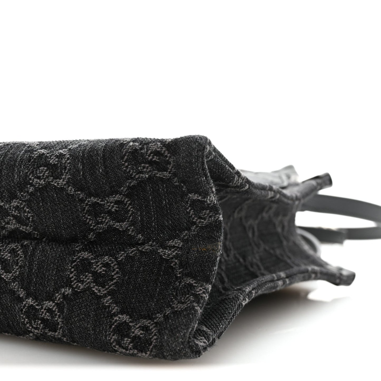 Denim Cuoio Harness GG Monogram Mini Ophidia Tote Bag Black Medium Grey
