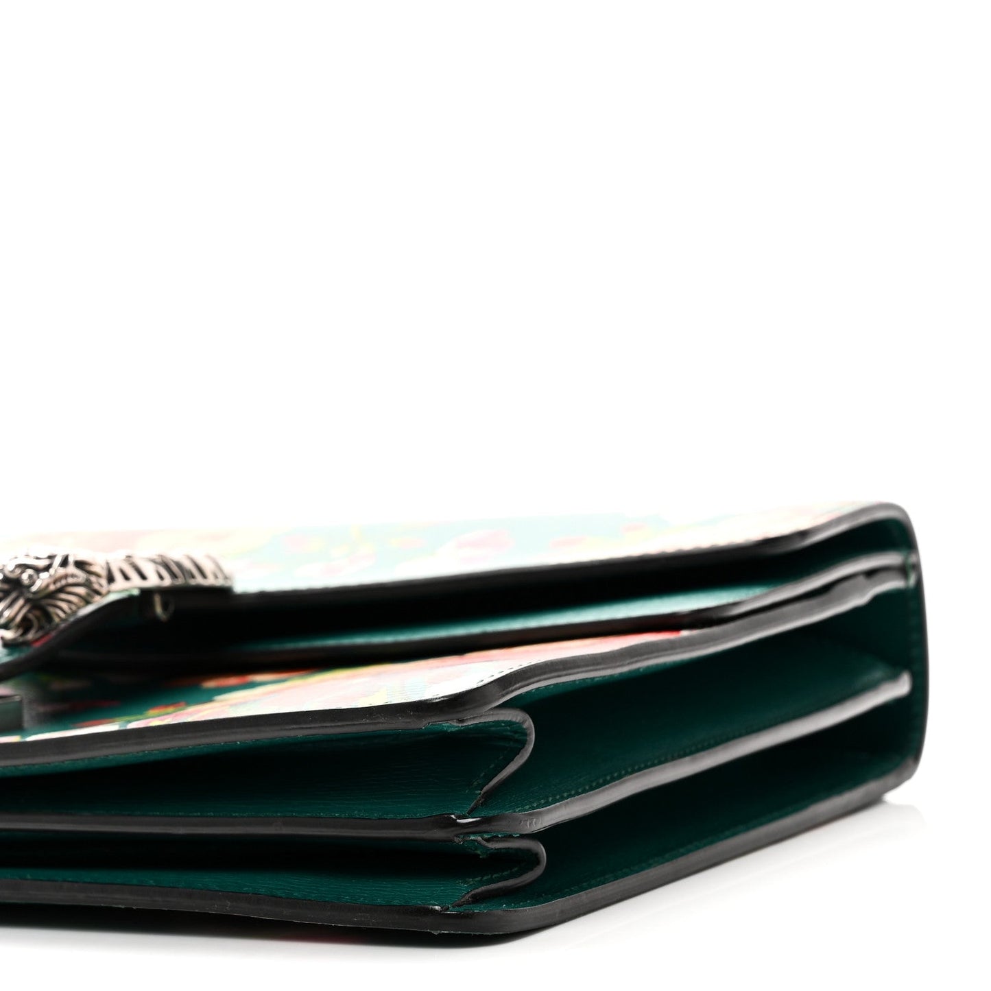 Calfskin Blooms Print Medium Dionysus Shoulder Bag Bright Emerald Multicolor