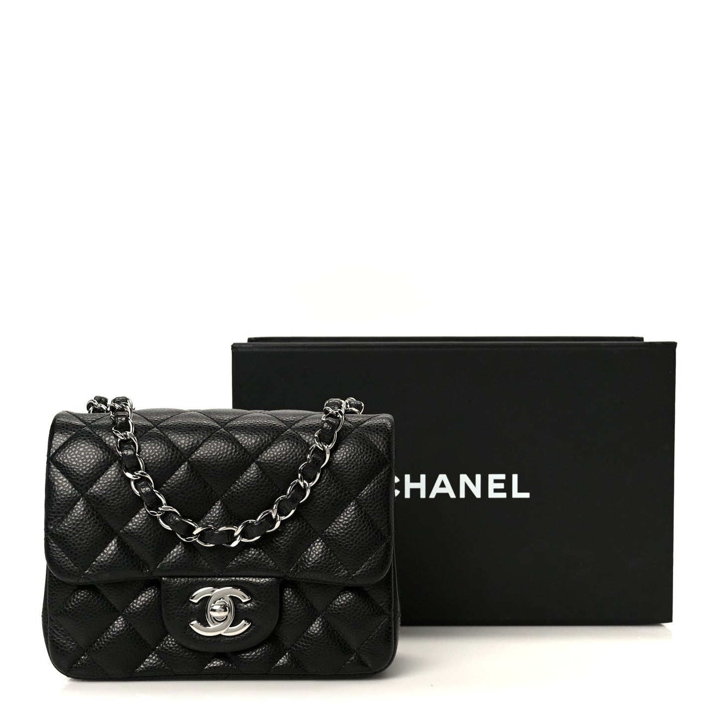 Caviar Quilted Mini Square Flap Black