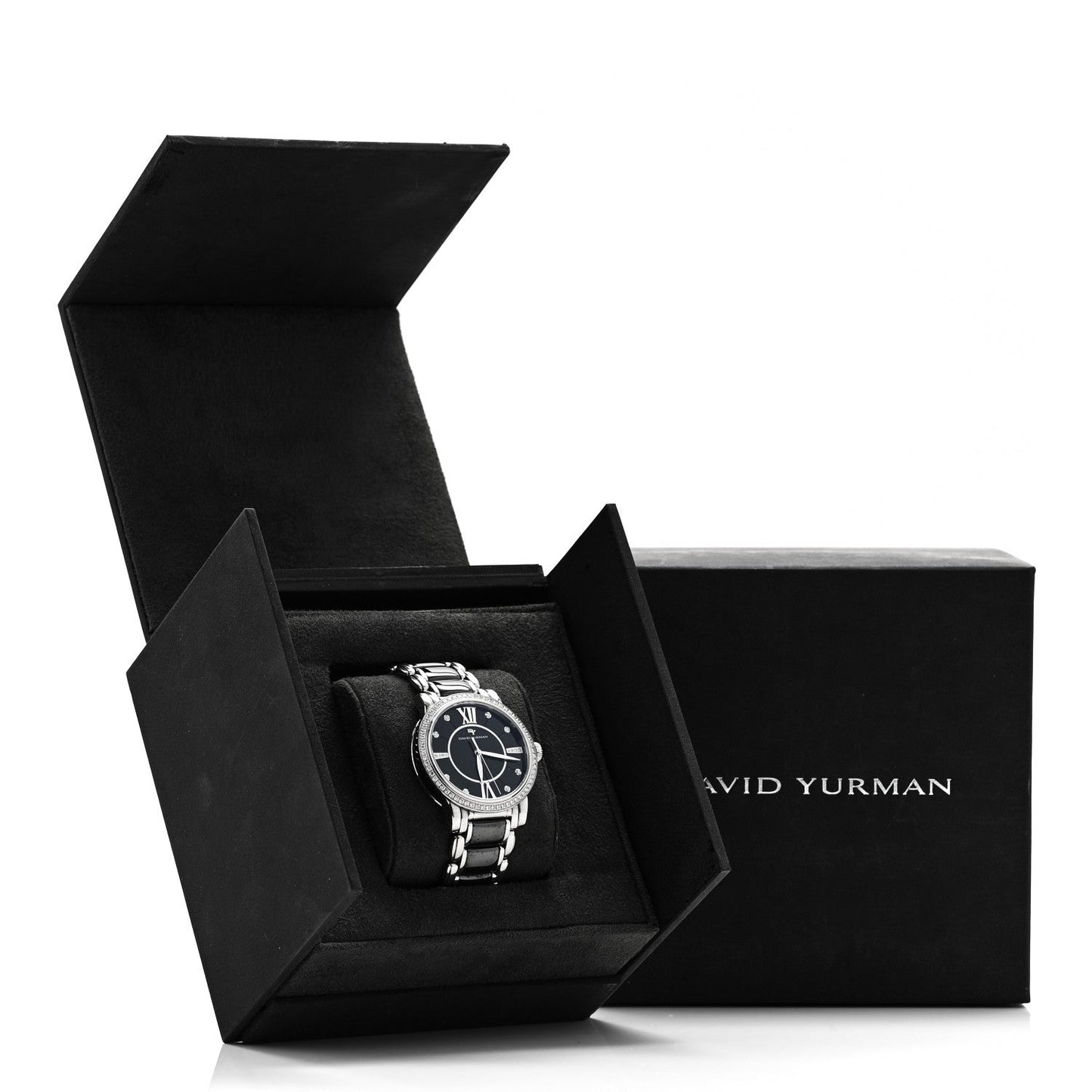 Stainless Steel Ceramic Diamond Bezel 38mm Classic Quartz Watch Black