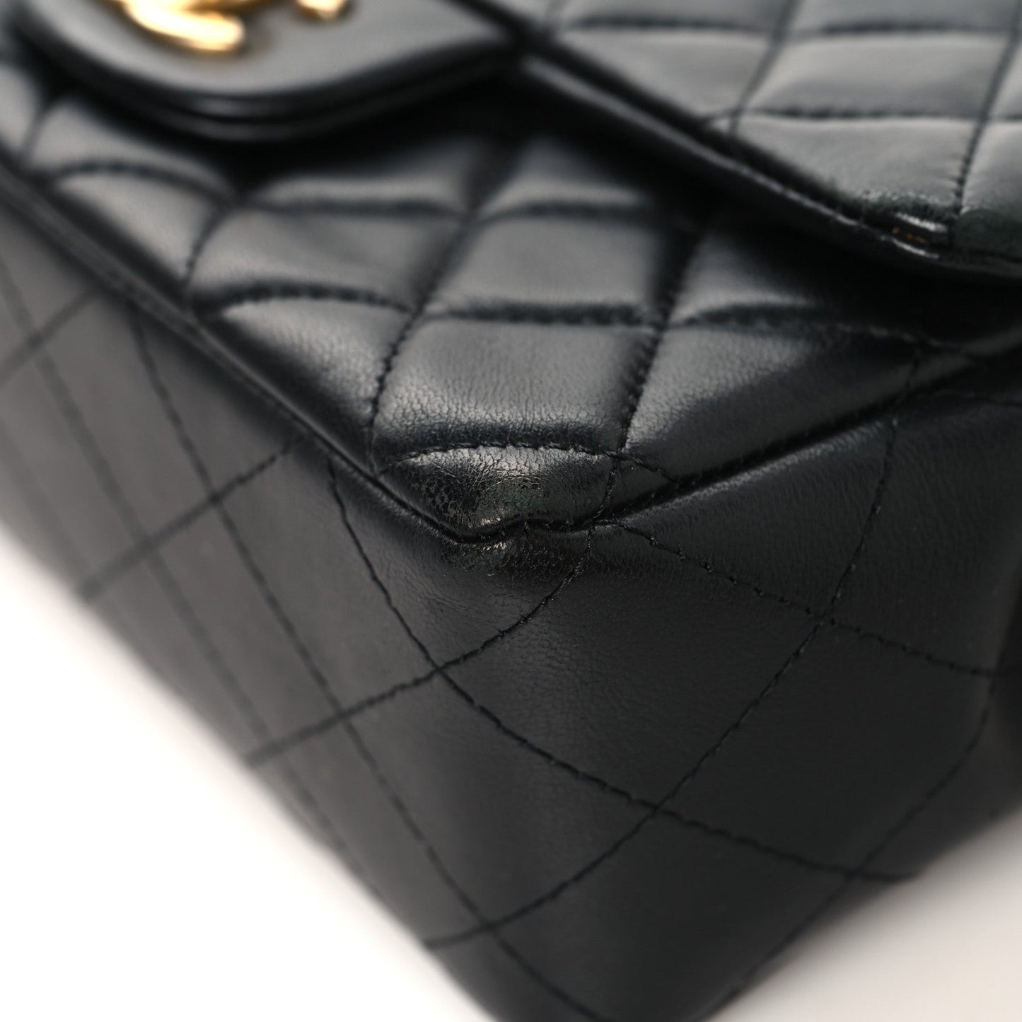 Lambskin Quilted Mini Rectangular Flap Black