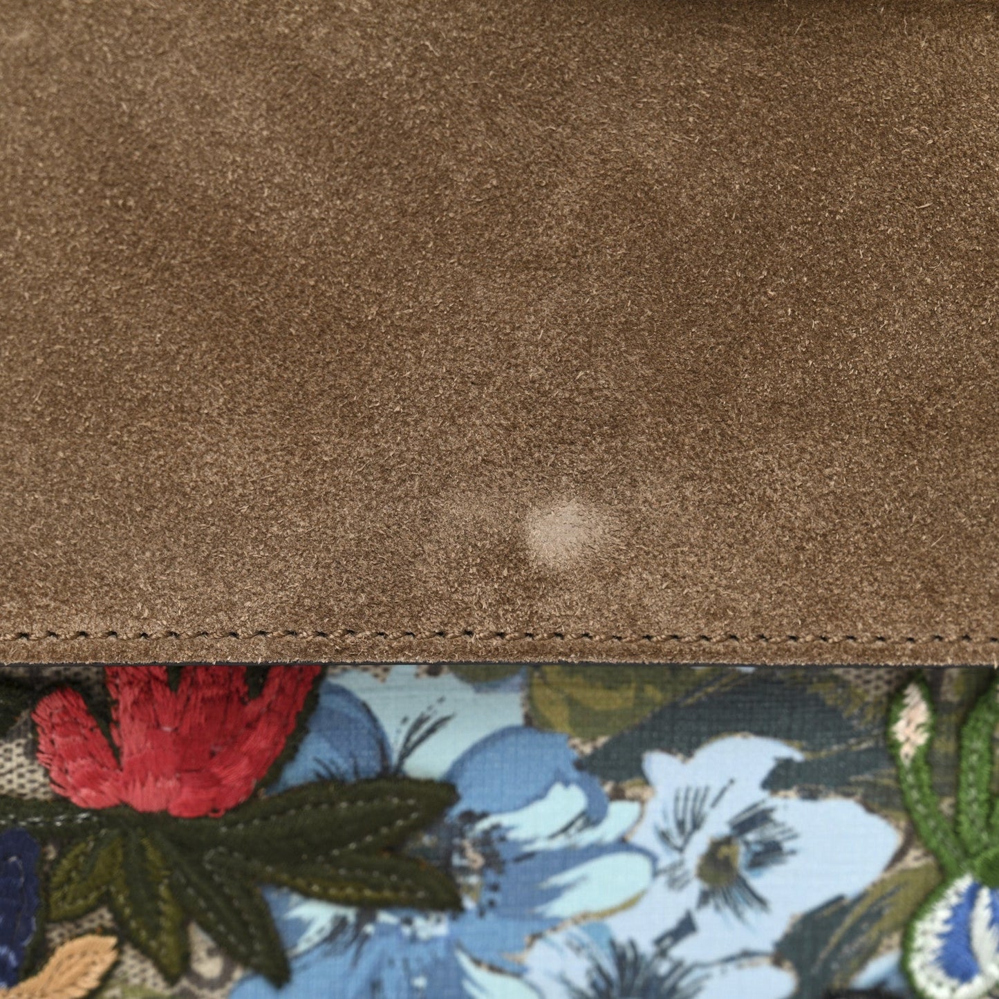 GG Supreme Monogram Blooms Print Embroidered Small Dionysus Shoulder Bag Blue Taupe