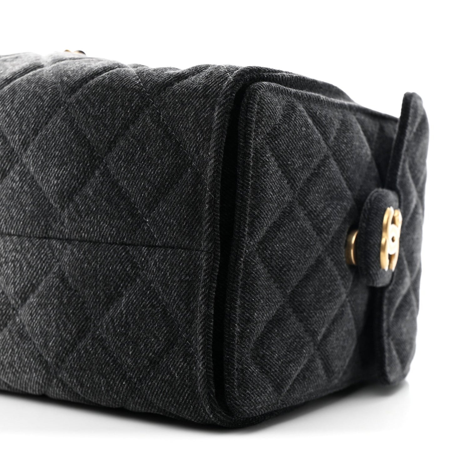 Washed Denim Quilted Small Chanel 25 Handbag Black