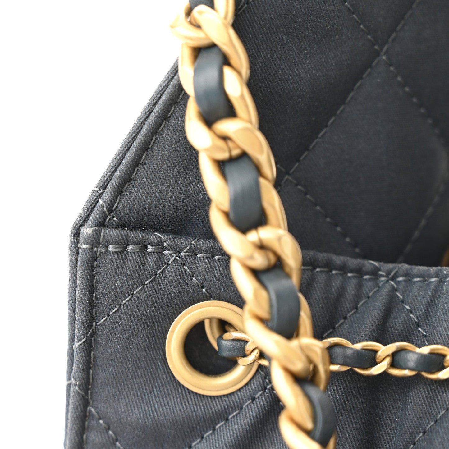 Canvas Quilted Medium Chanel 25 Handbag Dark Blue