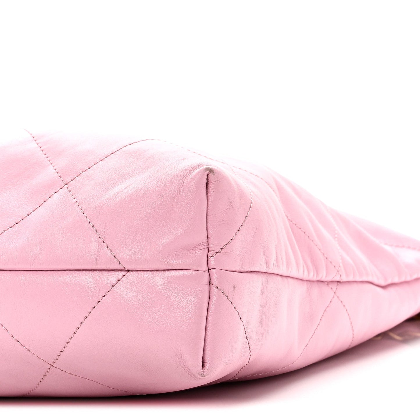 Shiny Calfskin Quilted Chanel 22 Drawstring Bag Pink