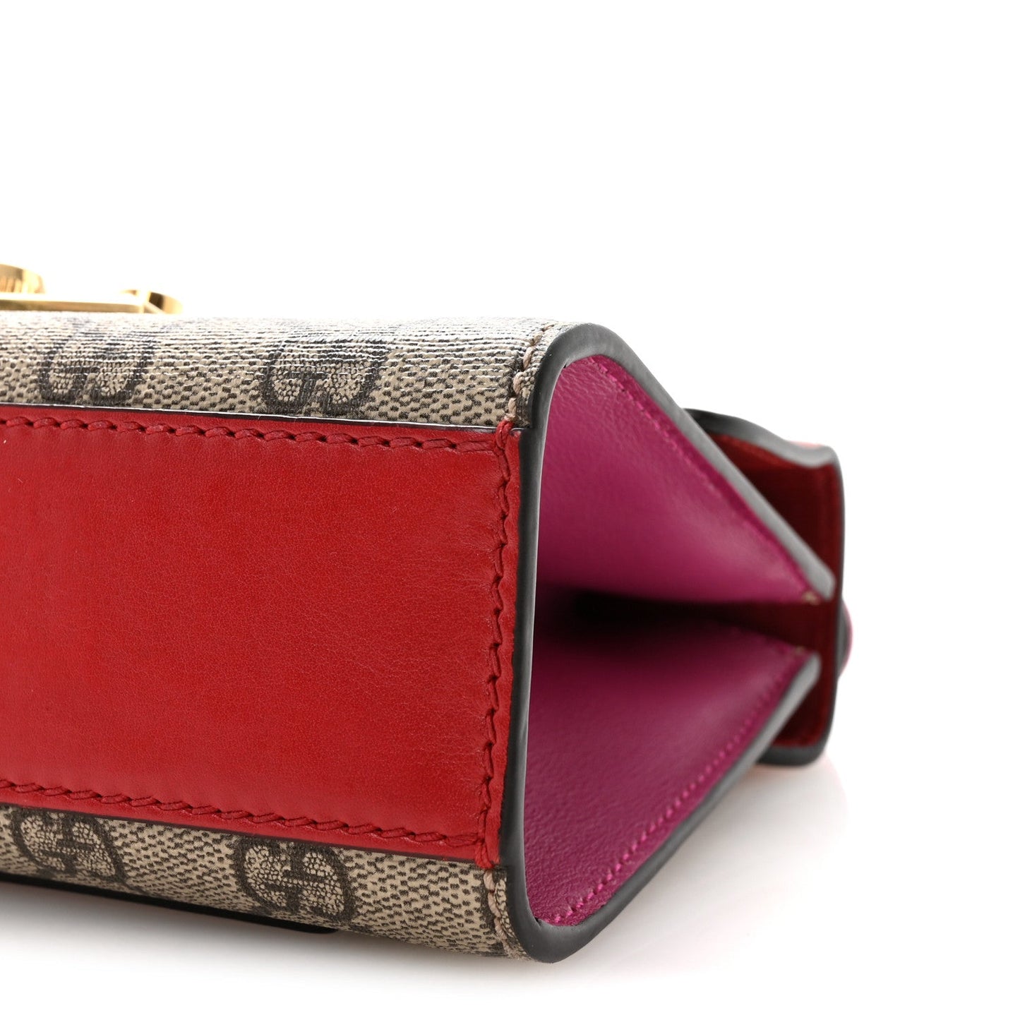 GG Supreme Monogram Calfskin Small Padlock Shoulder Bag Beige Hibiscus Red New Rosette