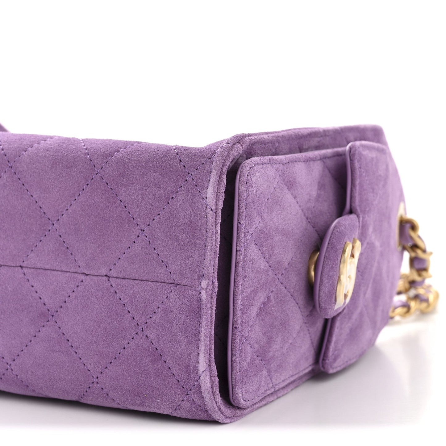 Suede Quilted Mini Chanel 25 Handbag Purple