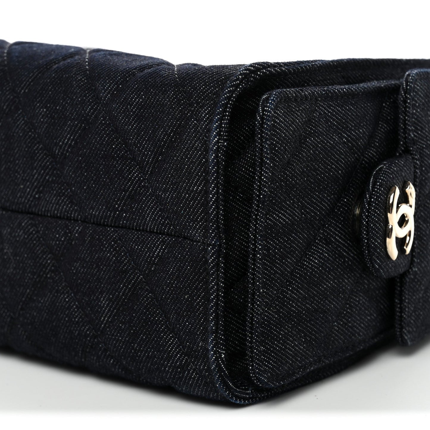 Denim Quilted Mini Chanel 25 Handbag Dark Blue