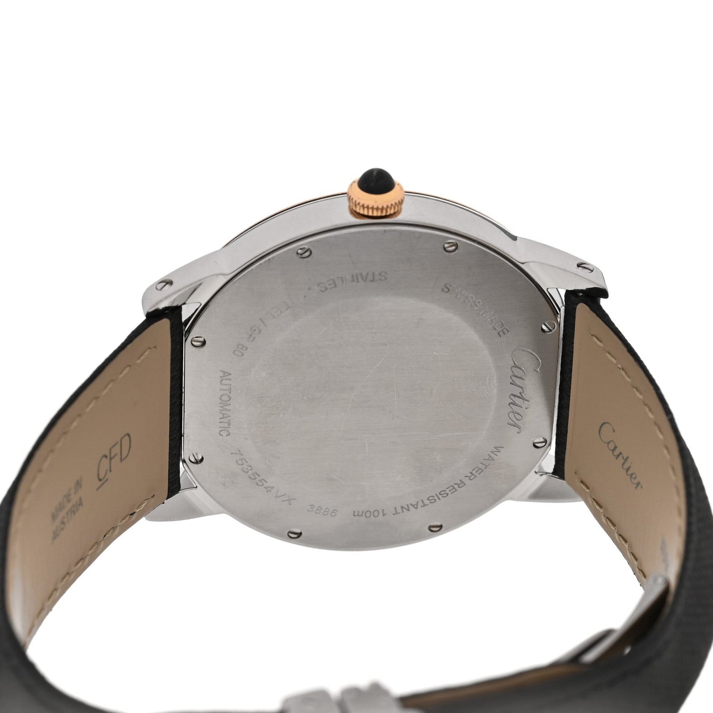 Stainless Steel 18K Pink Gold Fabric 42mm Ronde Croisiere De Cartier Automatic Watch Grey
