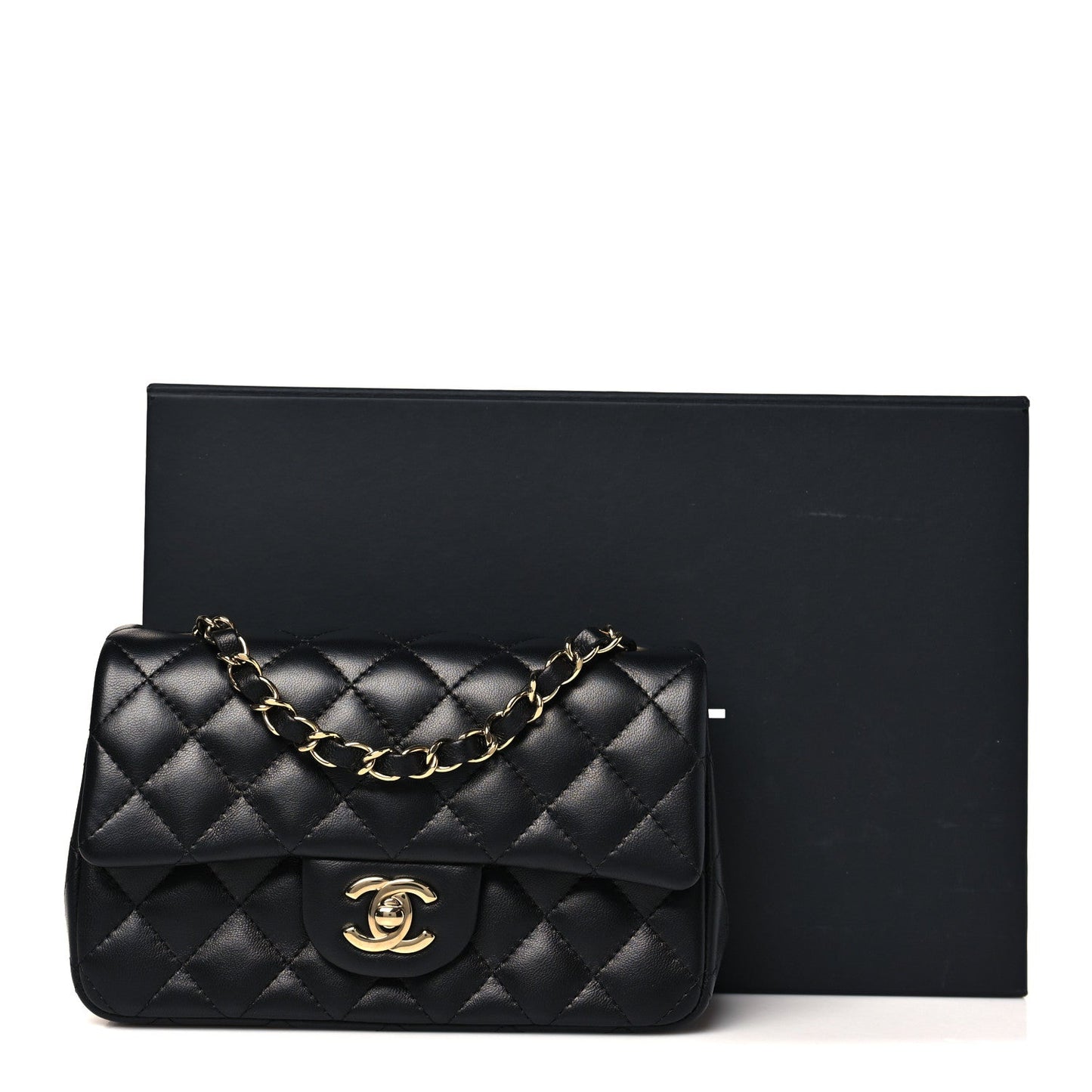Lambskin Quilted Mini Rectangular Flap Black