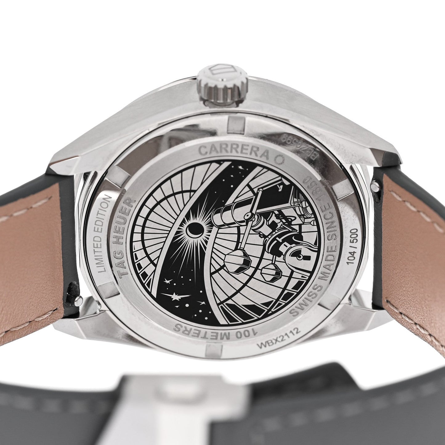 Stainless Steel Calfskin 39mm Carrera Astronomer Automatic Watch Silver WBX2112