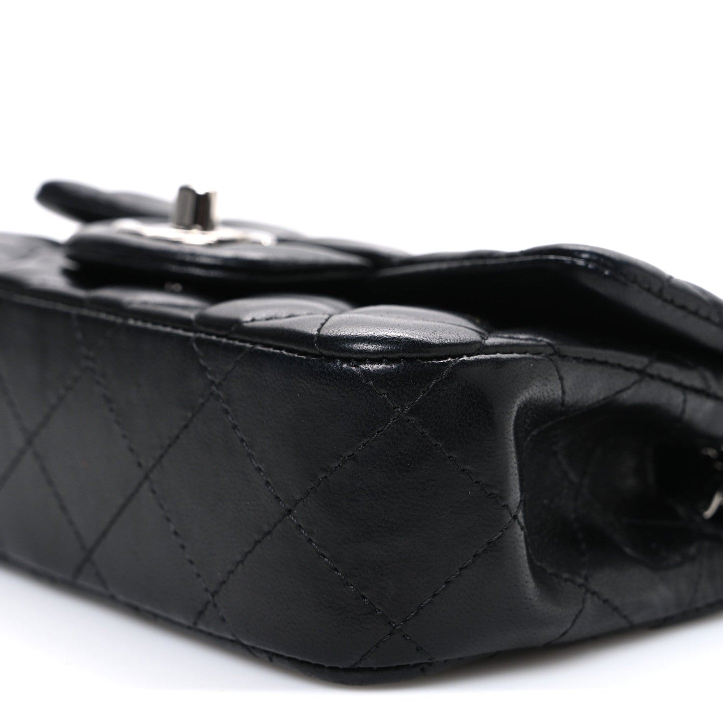 Lambskin Quilted Extra Mini Rectangular Flap Black