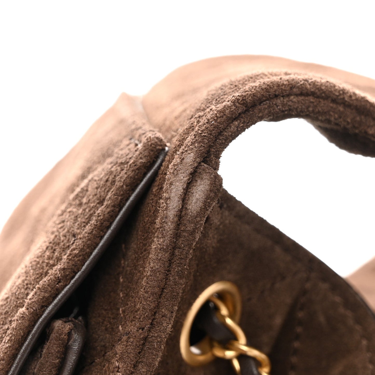 Suede Quilted Small Chanel 25 Handbag Dark Brown