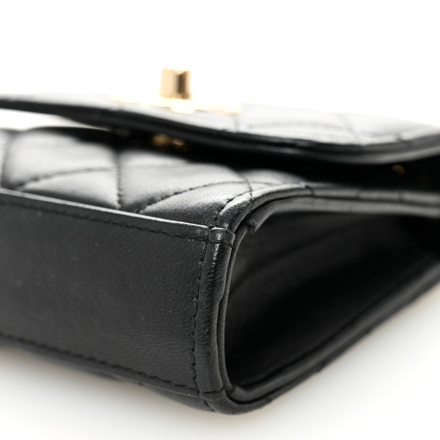 Lambskin Quilted Trendy CC Card Holder On Chain Black