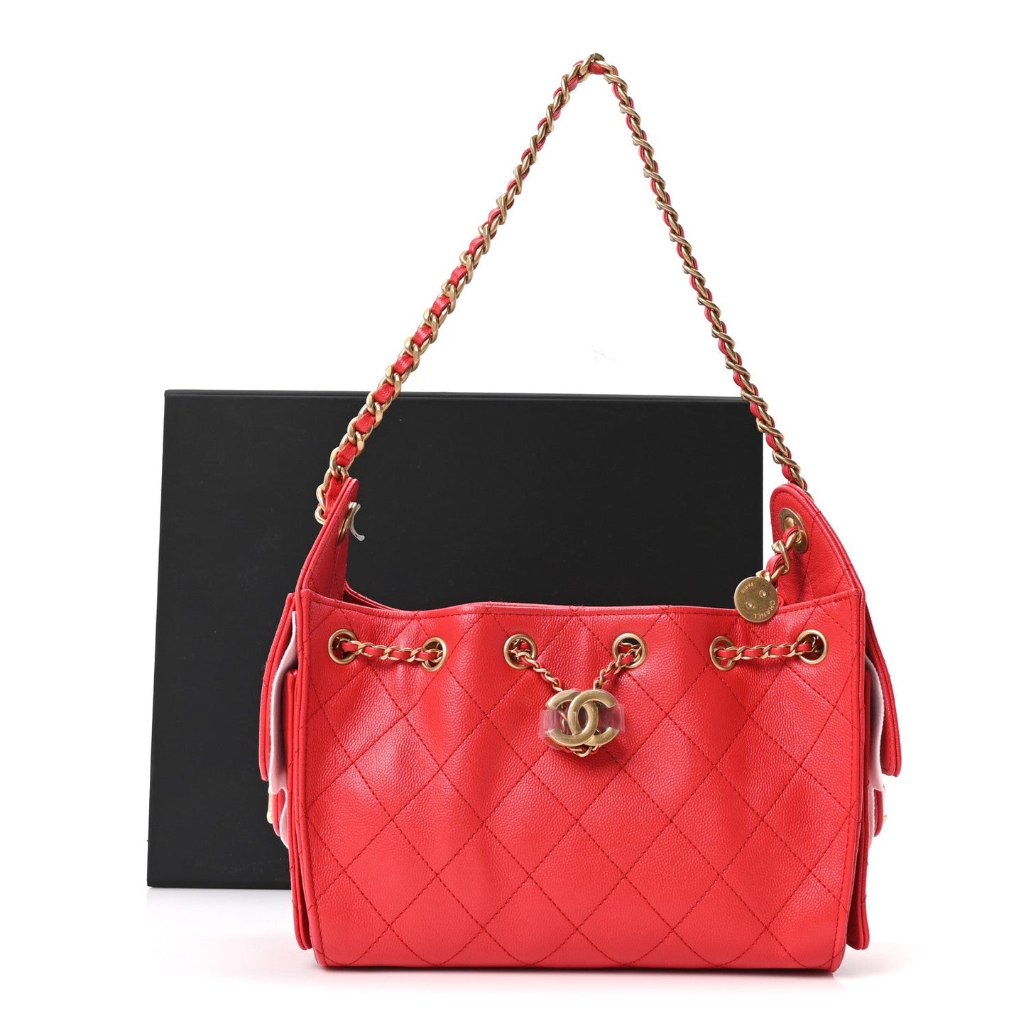 Caviar Quilted Mini Chanel 25 Handbag Dark Red