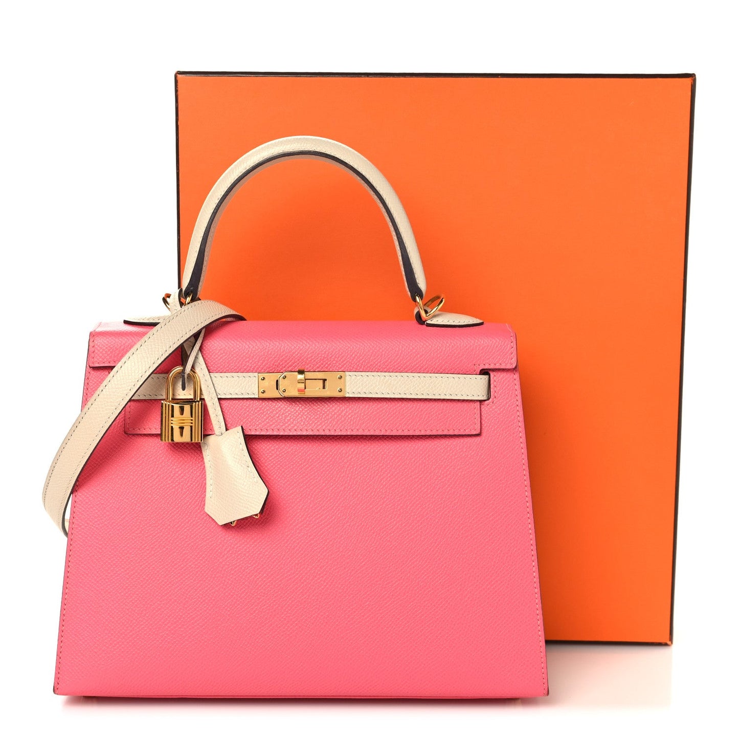 Epsom Bi-Color Horseshoe Kelly Sellier 25 Rose Azalee Craie