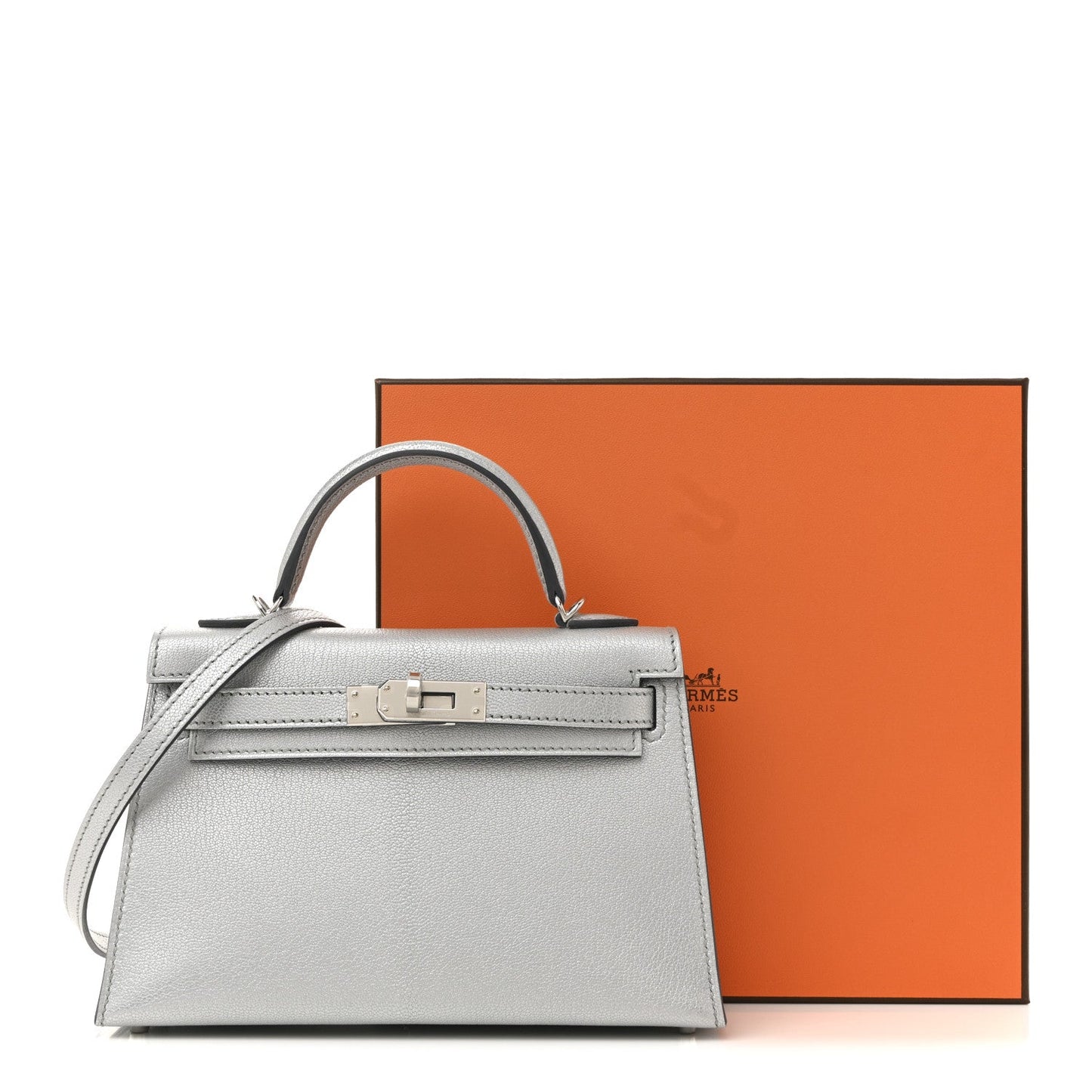 Metallic Chevre Chamkilight Mini Kelly Sellier 20 Argent