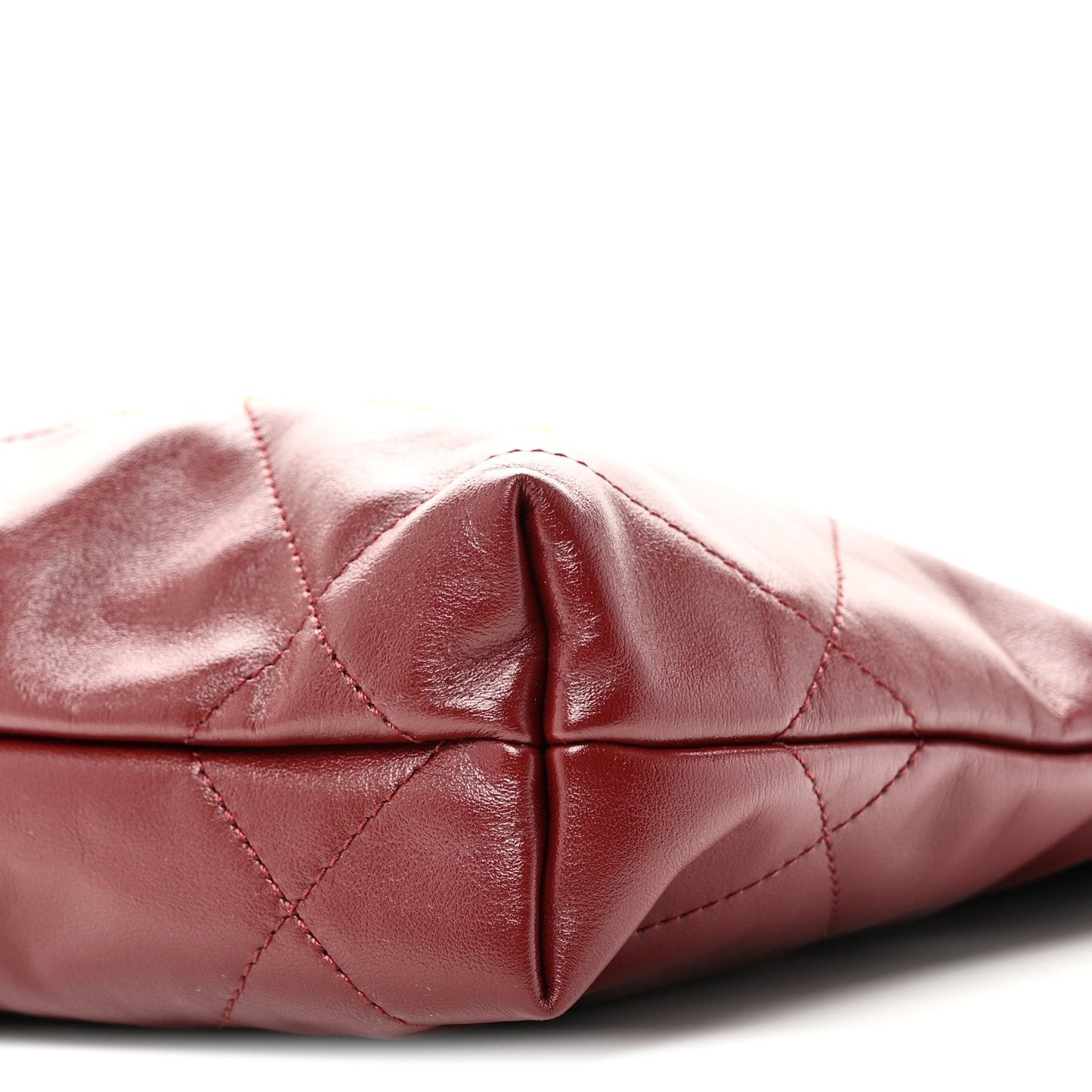 Shiny Calfskin Quilted Mini Chanel 22 Dark Burgundy
