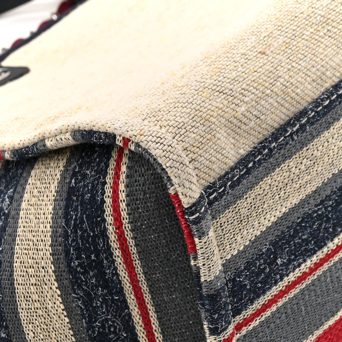 Striped Canvas Medium Deauville Tote Beige