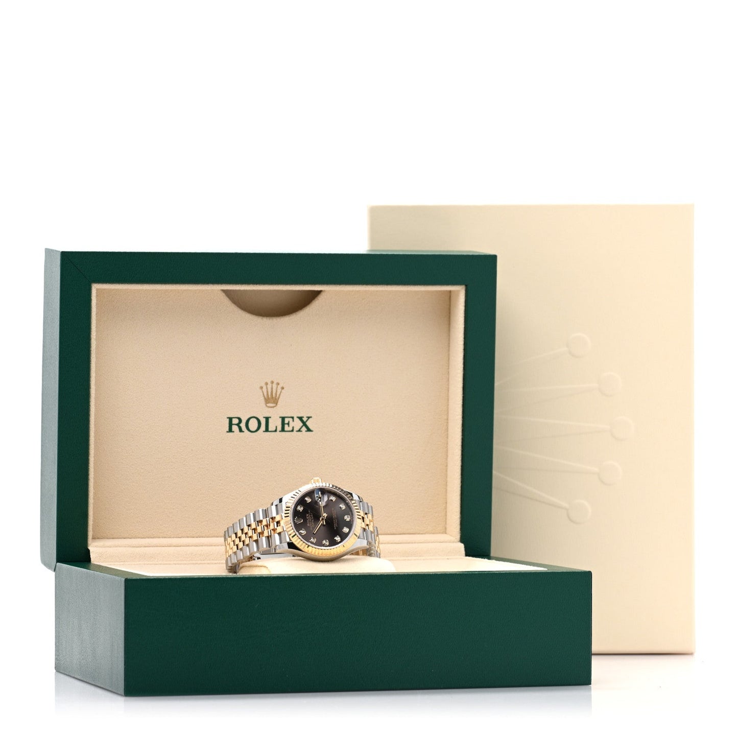 Stainless Steel 18K Yellow Gold Diamond 31mm Oyster Perpetual Datejust Watch Dark Grey 278273