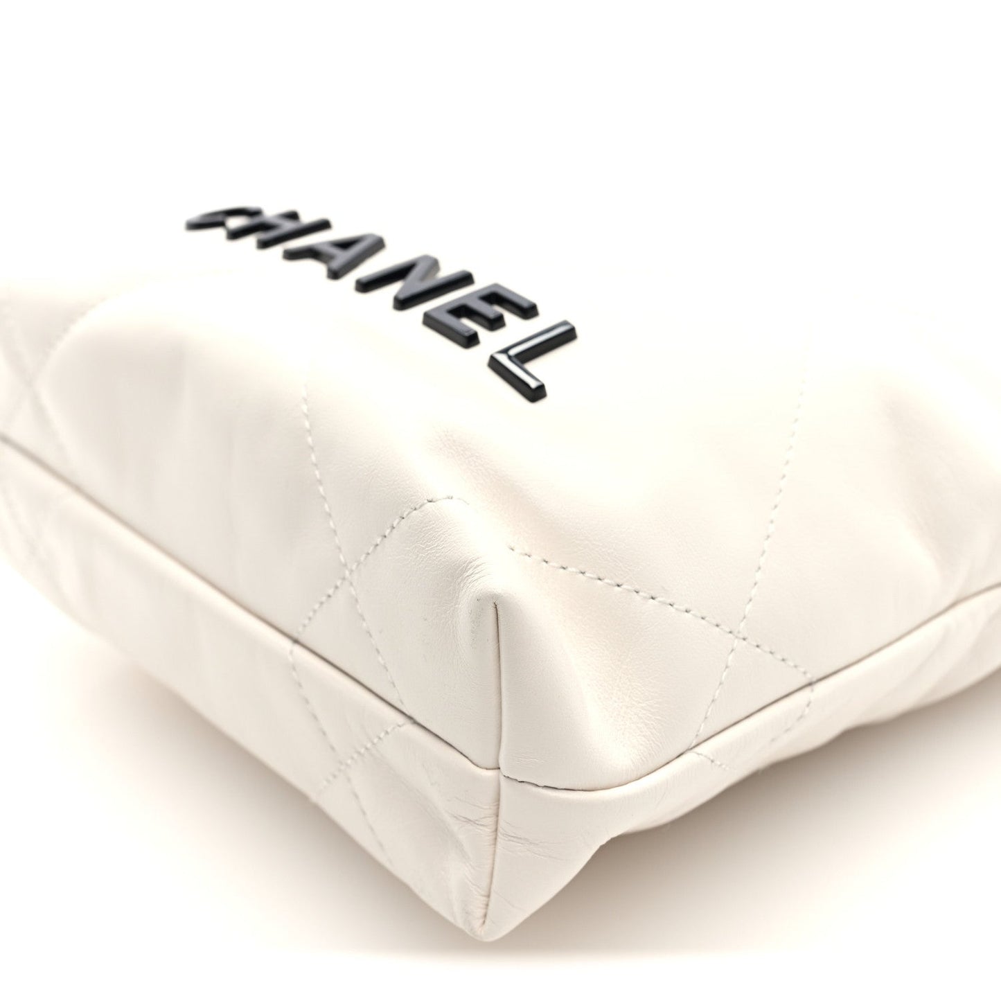 Shiny Calfskin Quilted Mini Chanel 22 White Black