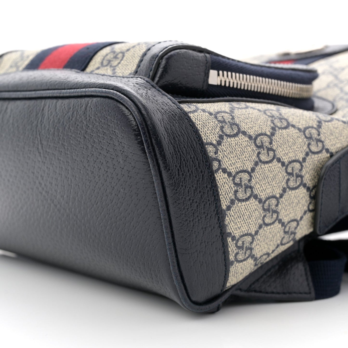 GG Supreme Monogram Textured Dollar Calfskin Web Small Ophidia Day Backpack Beige Blue Black