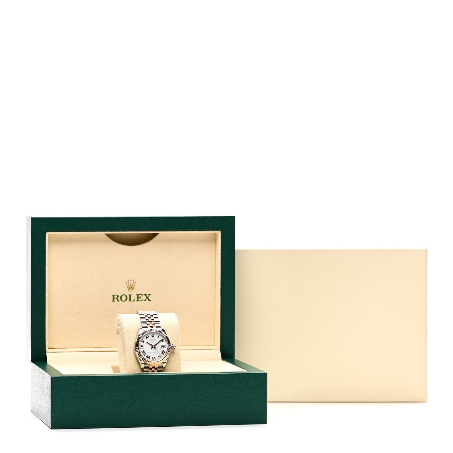Stainless Steel 18K Everose Gold 31mm Oyster Perpetual Datejust Watch White Roman 278271