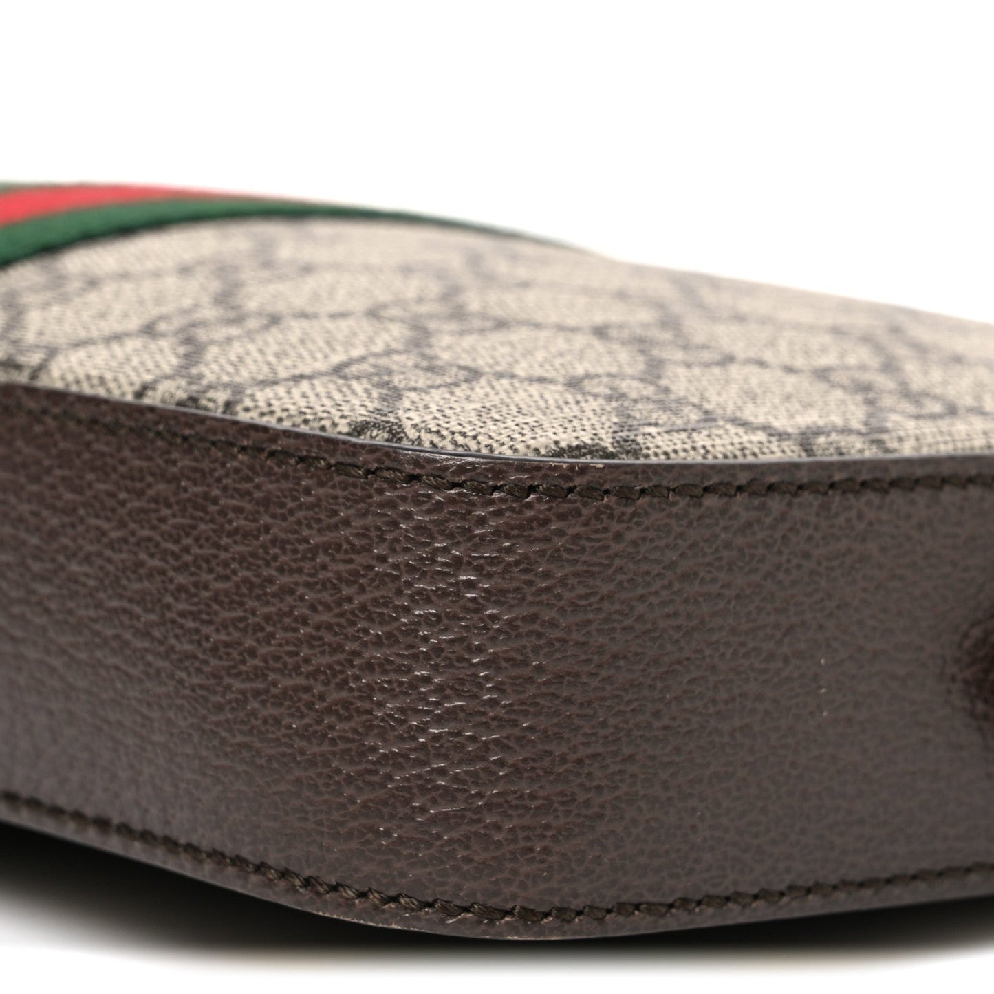 GG Supreme Monogram Textured Dollar Calfskin Web Ophidia Wristlet Shoulder Bag Beige Ebony New Acero