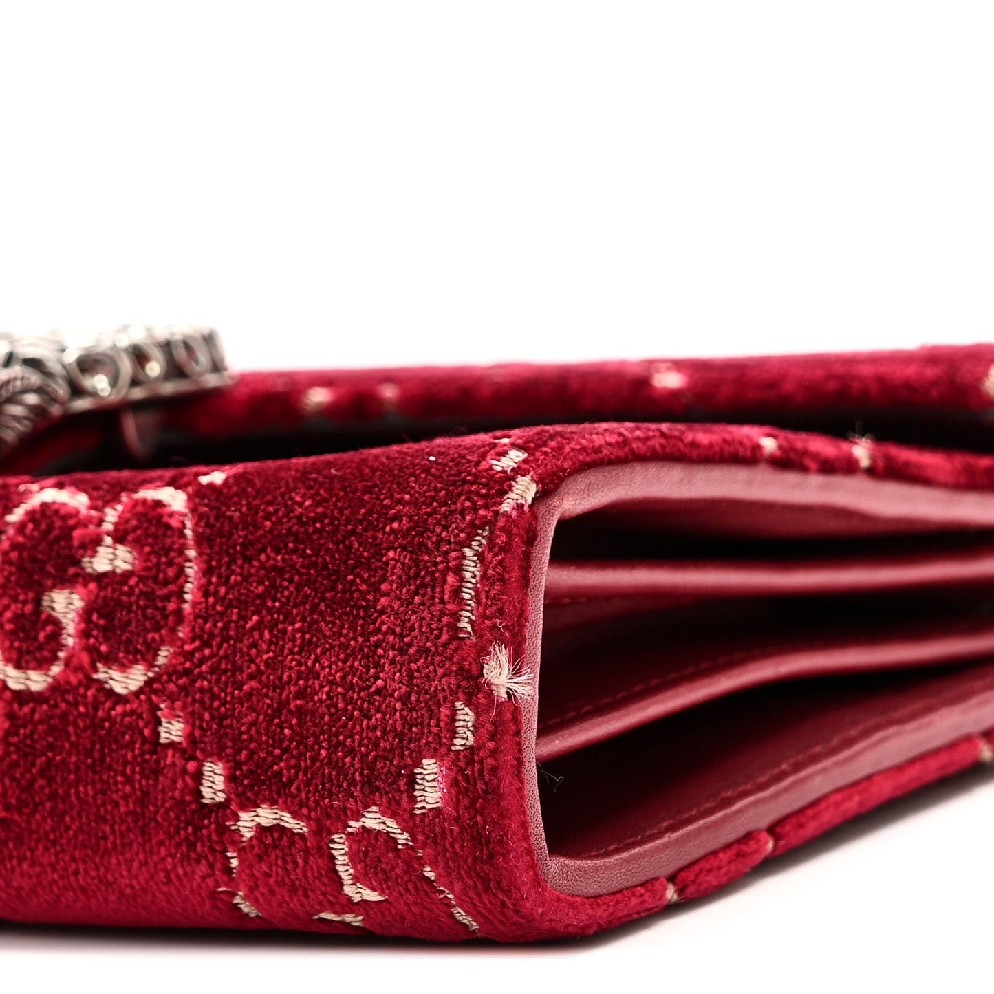 Velvet GG Monogram Mini Dionysus Chain Wallet Red Cipria