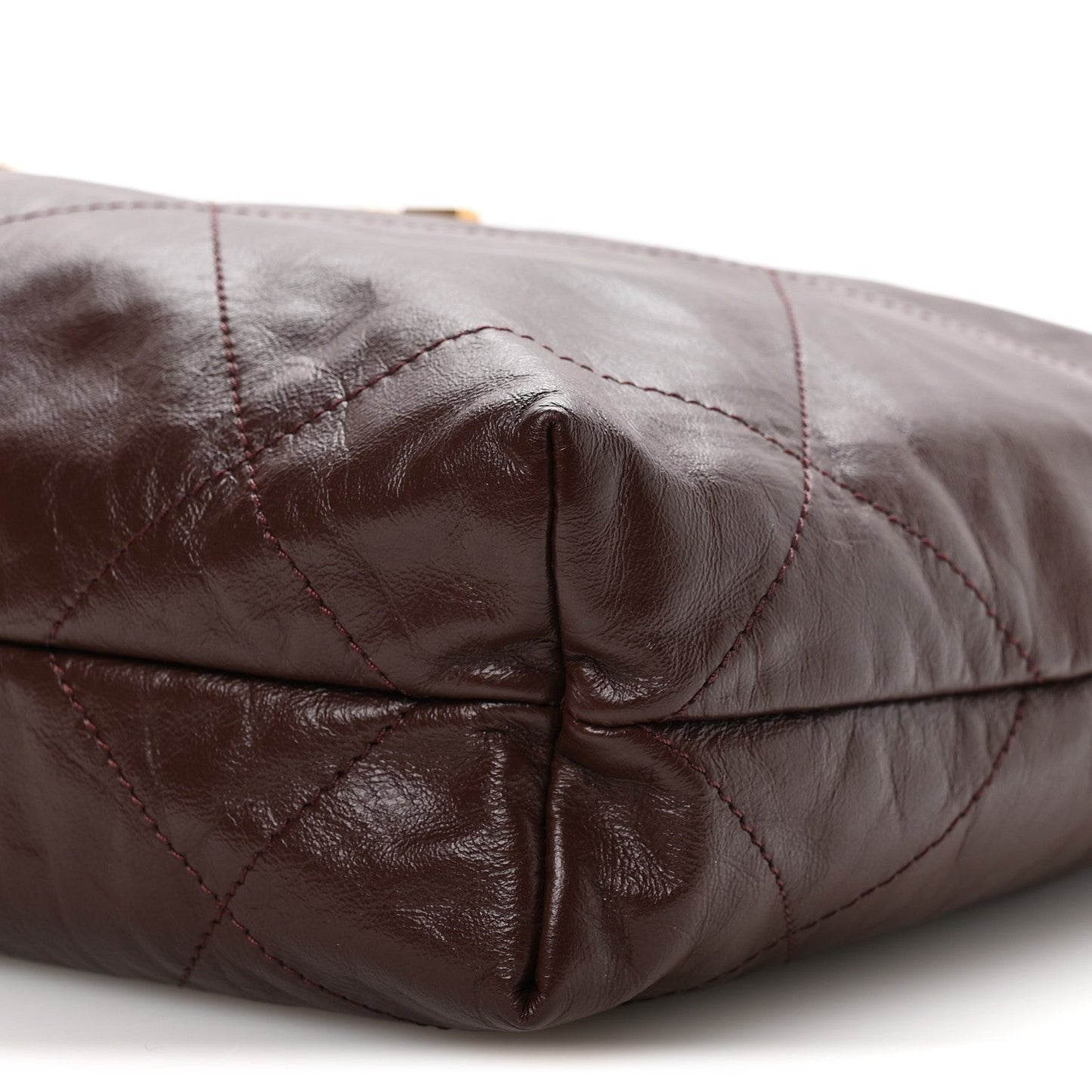 Shiny Calfskin Quilted Small Chanel 22 Dark Brown