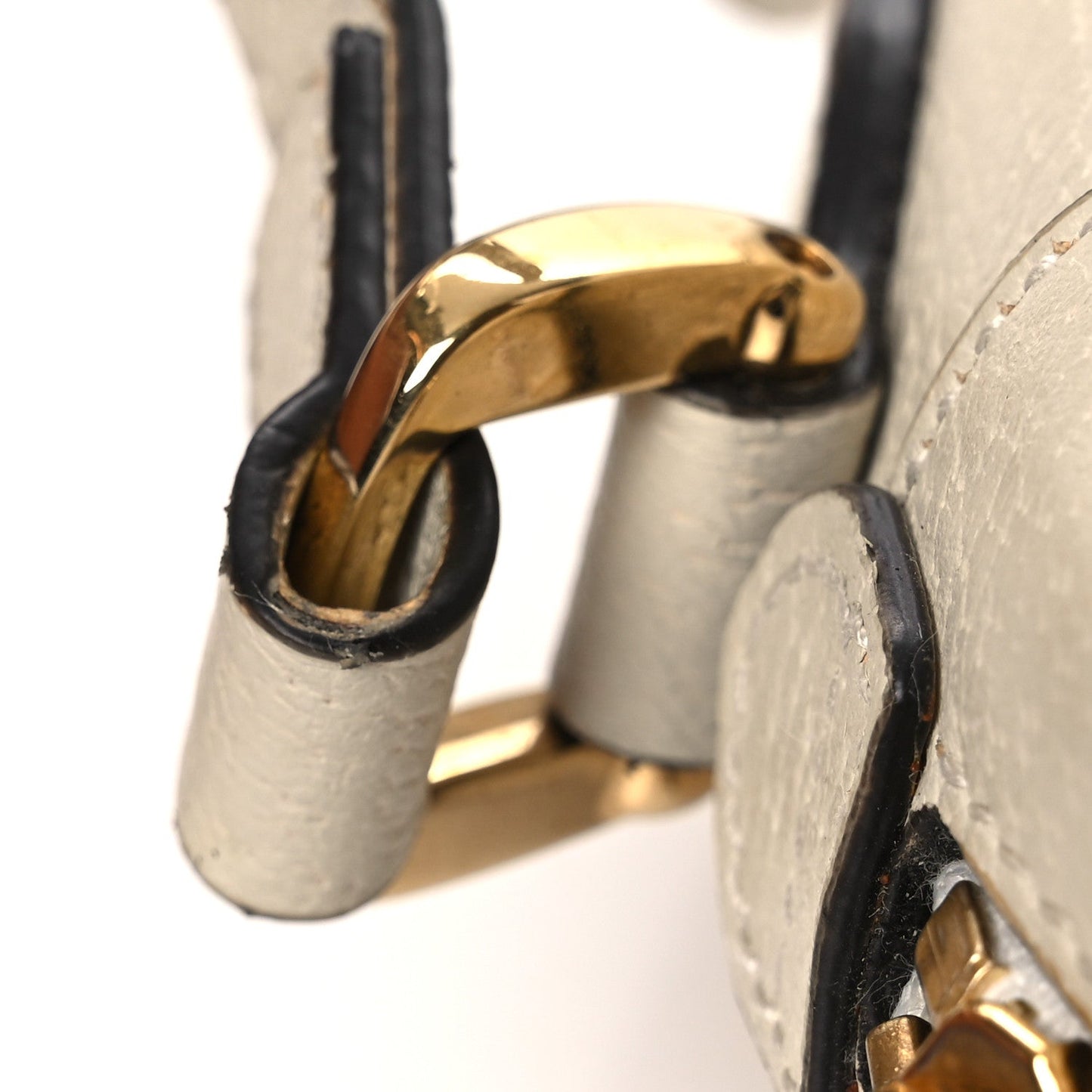 Textured Dollar Calfskin Web Mini Ophidia Shoulder Bag Mystic White