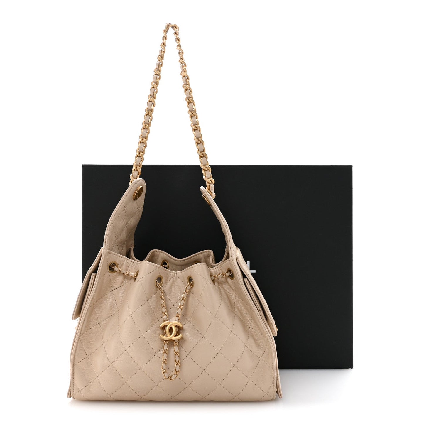 Caviar Quilted Small Chanel 25 Handbag Beige