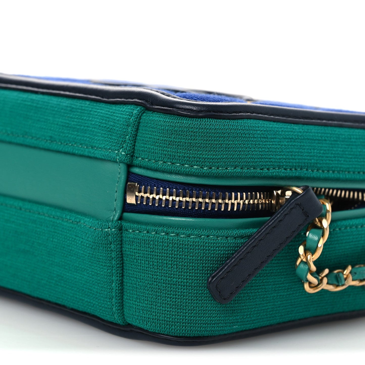 Jersey Quilted Small CC Filigree Vanity Case Blue Green