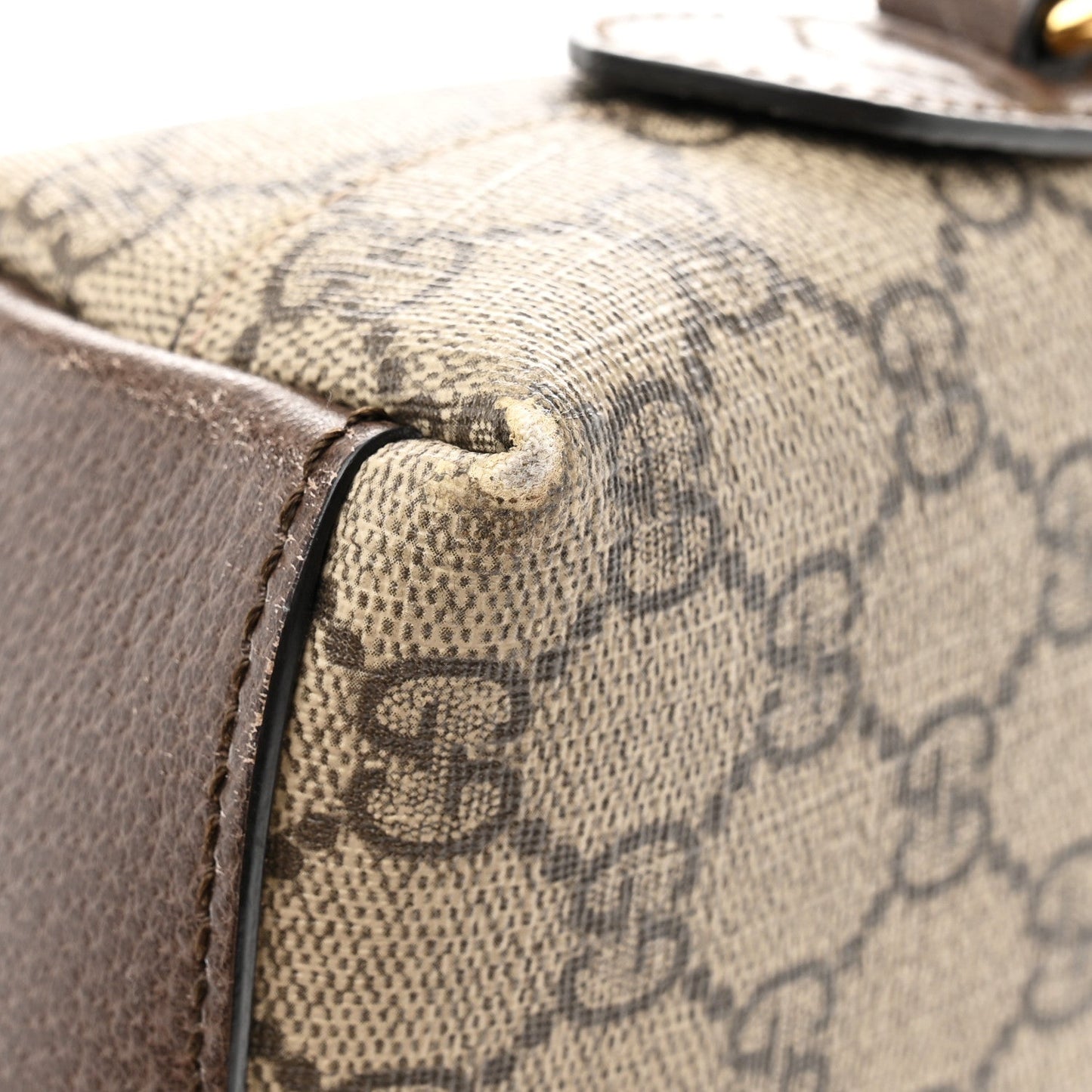 GG Supreme Monogram Textured Dollar Calfskin Web Small Ophidia Dome Shoulder Bag Beige Ebony New Acero